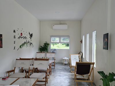 Minimalist exercise space with natural light and clean lines.